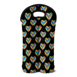 Autism Awareness Heart Pattern Print Double Neoprene Wine Tote
