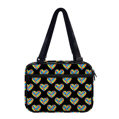 Autism Awareness Heart Pattern Print Double Strap Bible Bag
