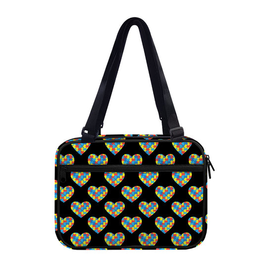 Autism Awareness Heart Pattern Print Double Strap Bible Bag