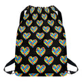 Autism Awareness Heart Pattern Print Drawstring Backpack