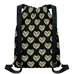 Autism Awareness Heart Pattern Print Drawstring Backpack