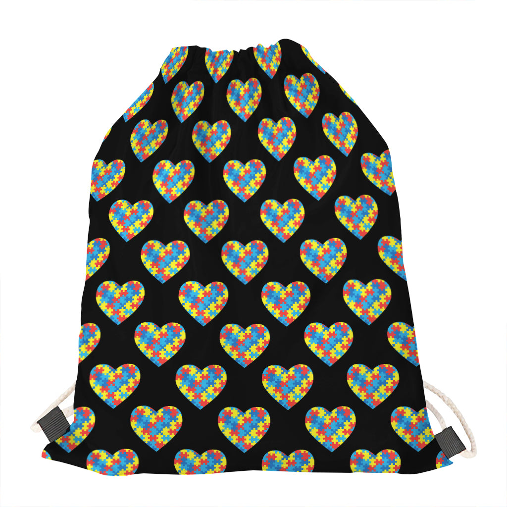 Autism Awareness Heart Pattern Print Drawstring Bag