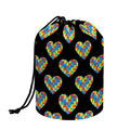 Autism Awareness Heart Pattern Print Drawstring Makeup Bag