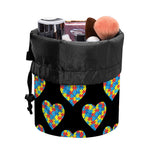 Autism Awareness Heart Pattern Print Drawstring Makeup Bag
