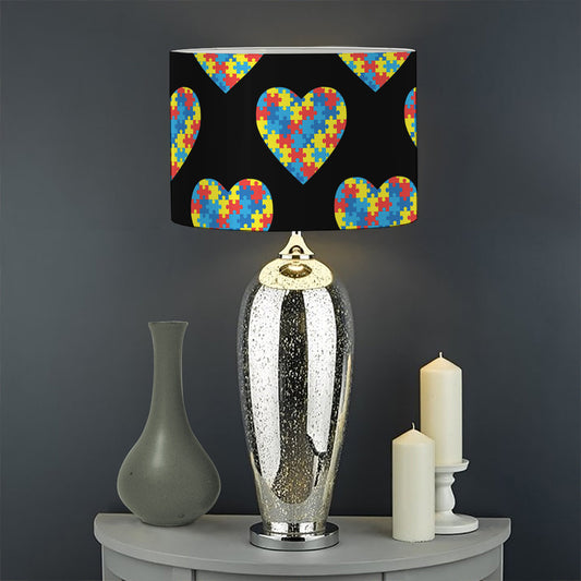 Autism Awareness Heart Pattern Print Drum Lamp Shade