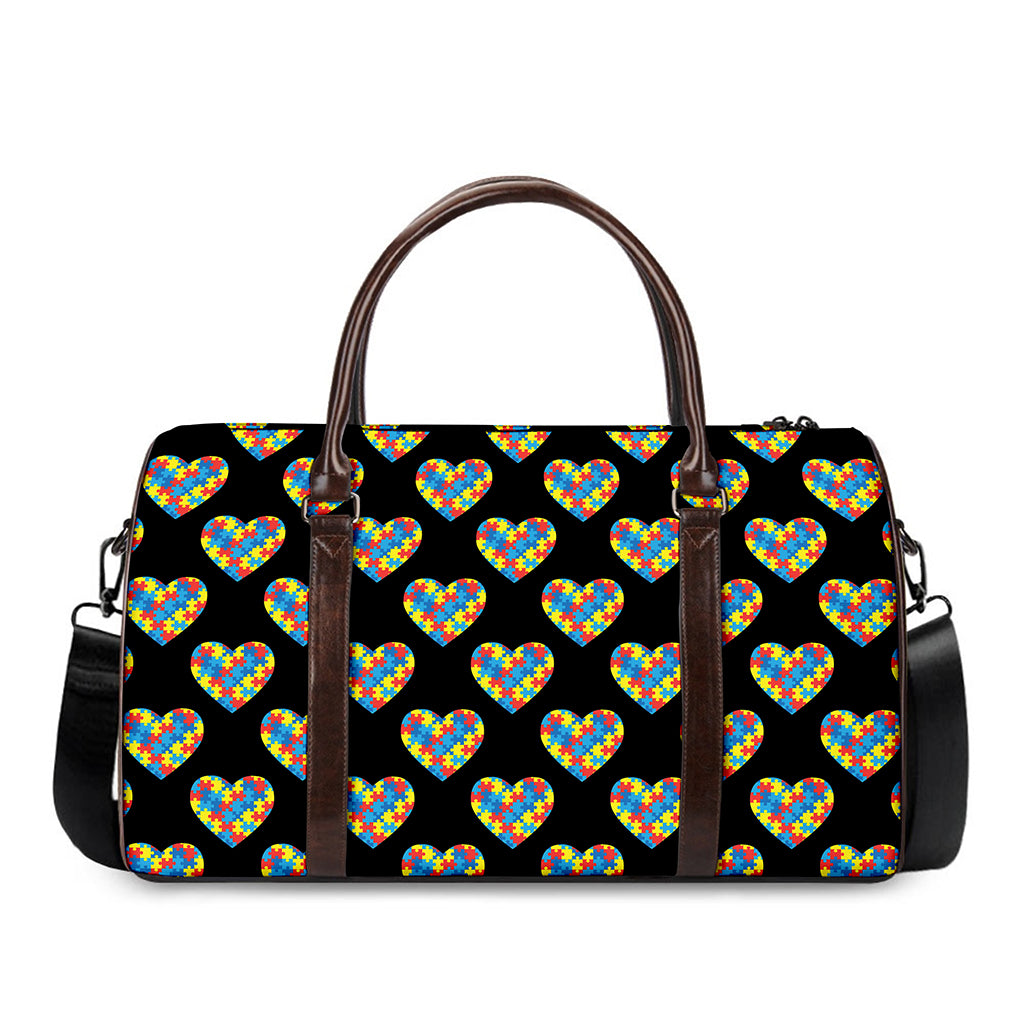 Autism Awareness Heart Pattern Print Duffle Bag