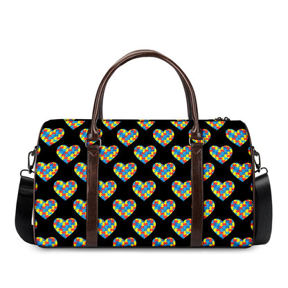 Autism Awareness Heart Pattern Print Duffle Bag