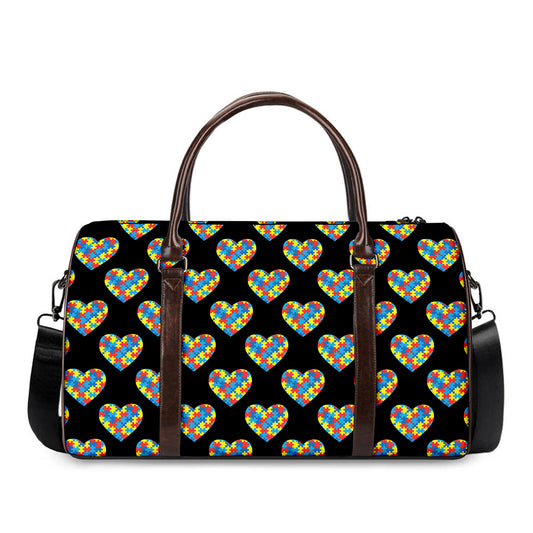 Autism Awareness Heart Pattern Print Duffle Bag