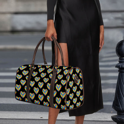 Autism Awareness Heart Pattern Print Duffle Bag