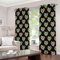 Autism Awareness Heart Pattern Print Extra Wide Grommet Curtains