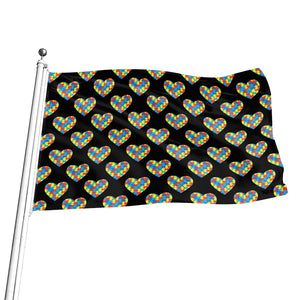 Autism Awareness Heart Pattern Print Flag