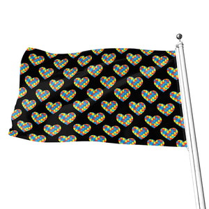 Autism Awareness Heart Pattern Print Flag