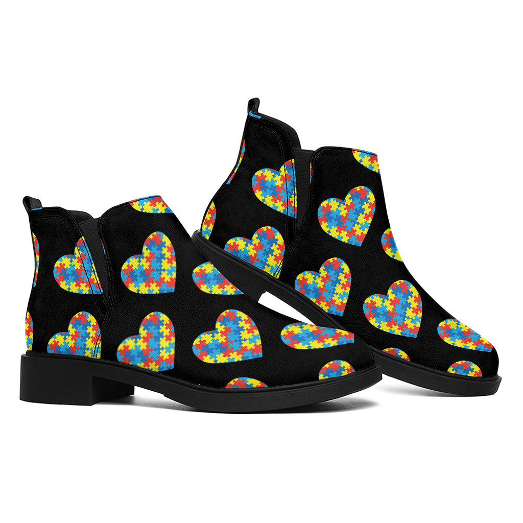 Autism Awareness Heart Pattern Print Flat Ankle Boots