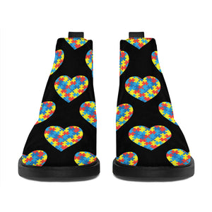 Autism Awareness Heart Pattern Print Flat Ankle Boots