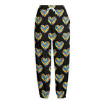 Autism Awareness Heart Pattern Print Fleece Lined Knit Pants