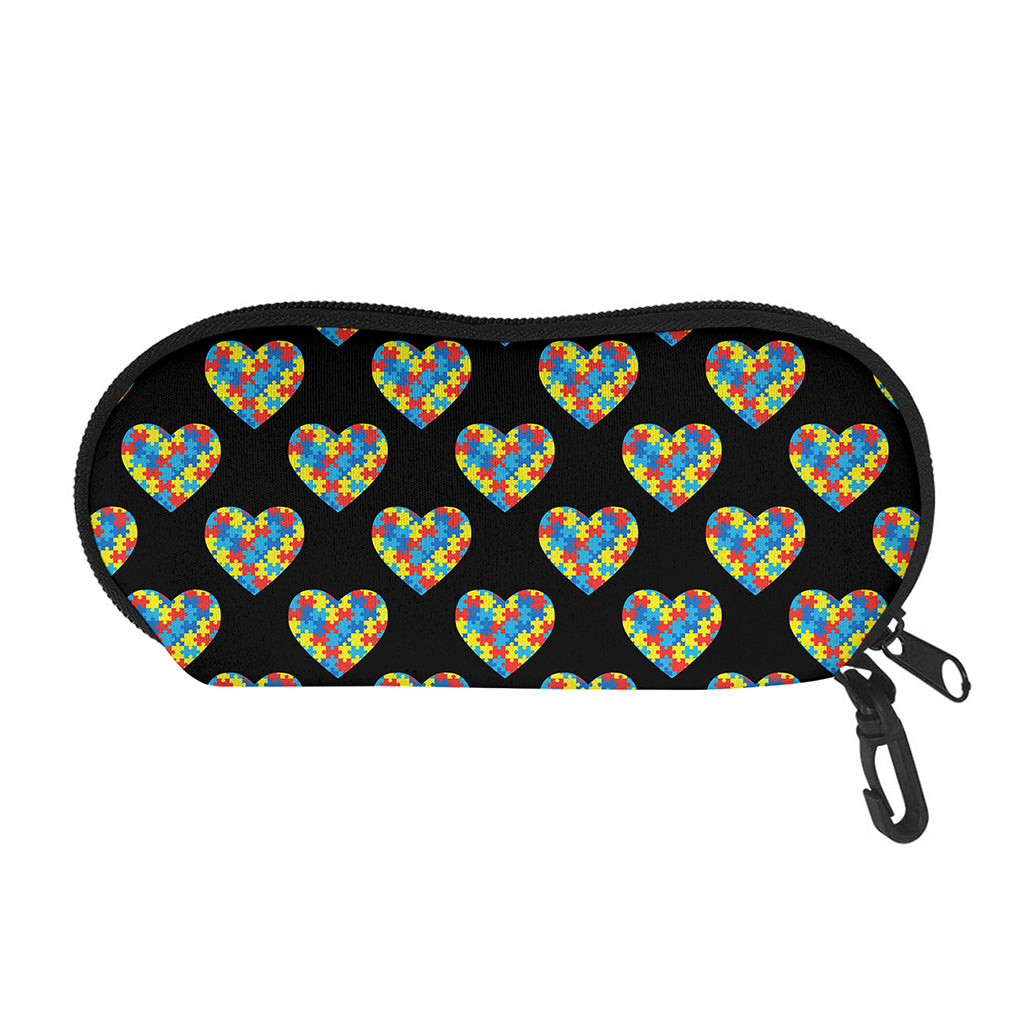 Autism Awareness Heart Pattern Print Glasses Case