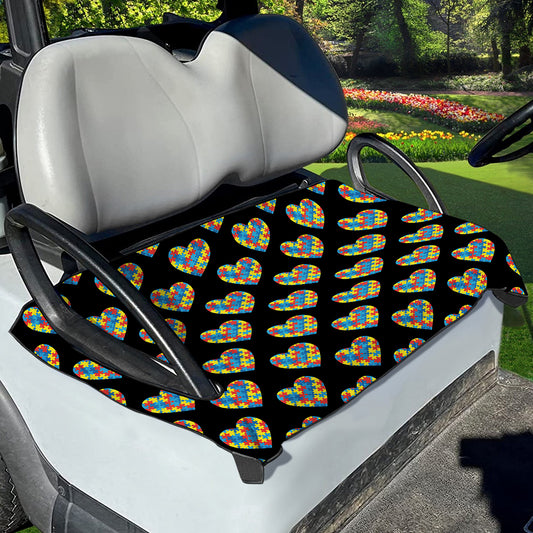 Autism Awareness Heart Pattern Print Golf Cart Seat Cover