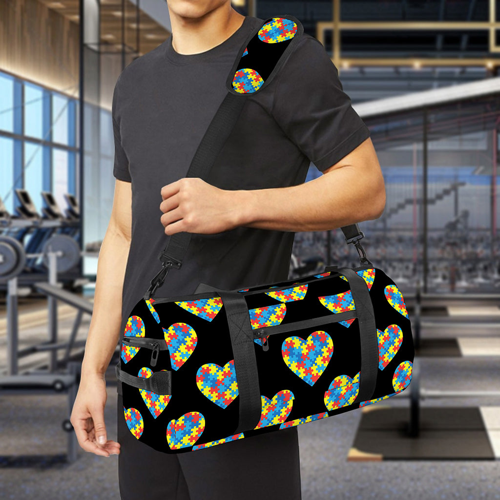 Autism Awareness Heart Pattern Print Gym Bag