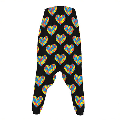 Autism Awareness Heart Pattern Print Hammer Pants