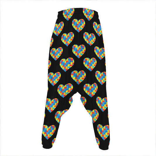 Autism Awareness Heart Pattern Print Hammer Pants