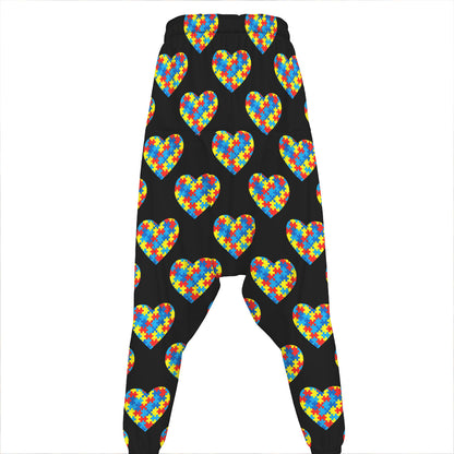 Autism Awareness Heart Pattern Print Hammer Pants