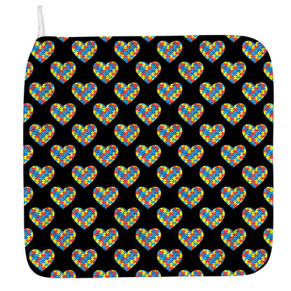 Autism Awareness Heart Pattern Print Hand Towel