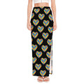 Autism Awareness Heart Pattern Print High Slit Maxi Skirt