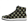 Autism Awareness Heart Pattern Print High Top Leather Sneakers