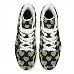 Autism Awareness Heart Pattern Print High Top Leather Sneakers