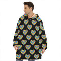 Autism Awareness Heart Pattern Print Hoodie Blanket