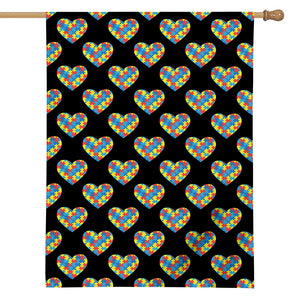 Autism Awareness Heart Pattern Print House Flag