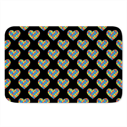 Autism Awareness Heart Pattern Print Indoor Door Mat