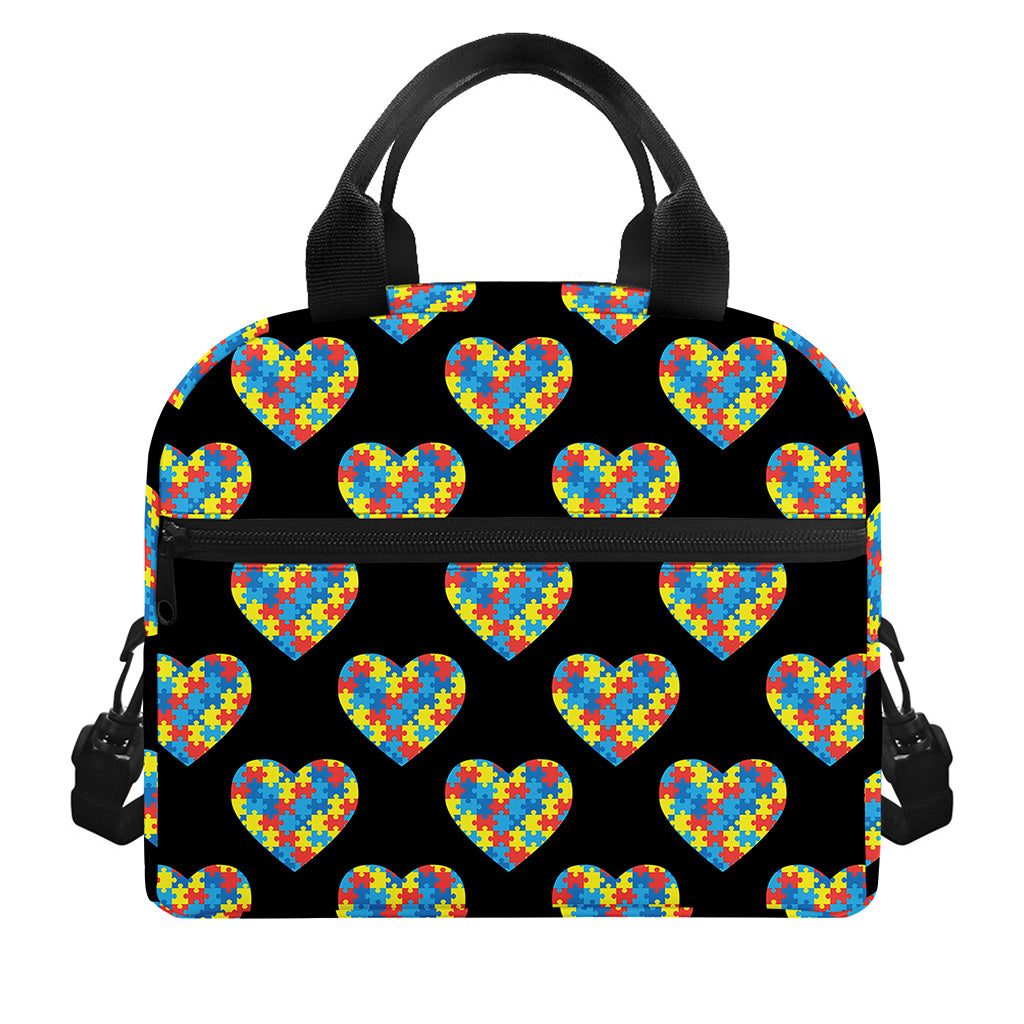 Autism Awareness Heart Pattern Print Insulated Lunch Bag