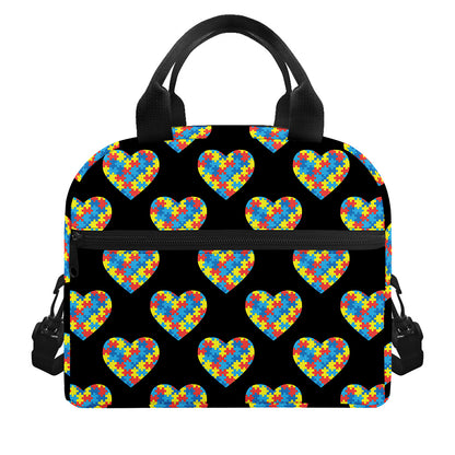 Autism Awareness Heart Pattern Print Insulated Lunch Bag