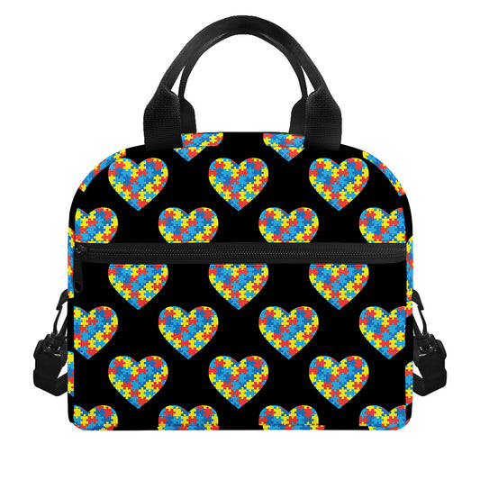 Autism Awareness Heart Pattern Print Insulated Lunch Bag