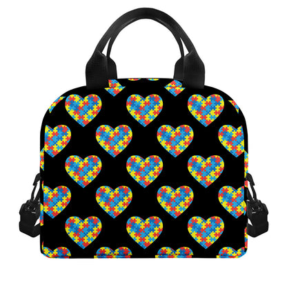 Autism Awareness Heart Pattern Print Insulated Lunch Bag