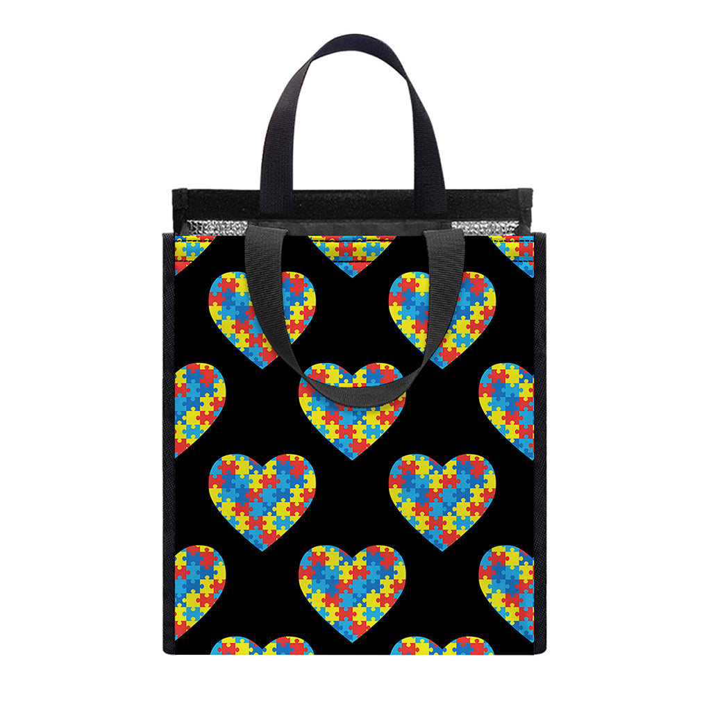 Autism Awareness Heart Pattern Print Insulated Lunch Tote