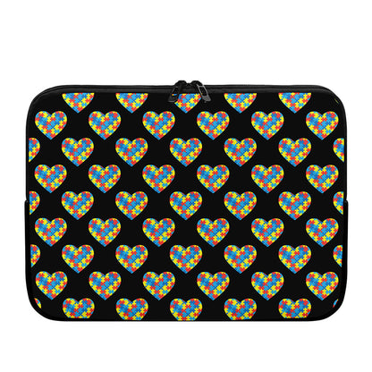 Autism Awareness Heart Pattern Print Laptop Sleeve