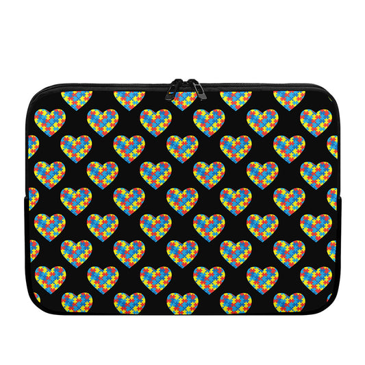 Autism Awareness Heart Pattern Print Laptop Sleeve