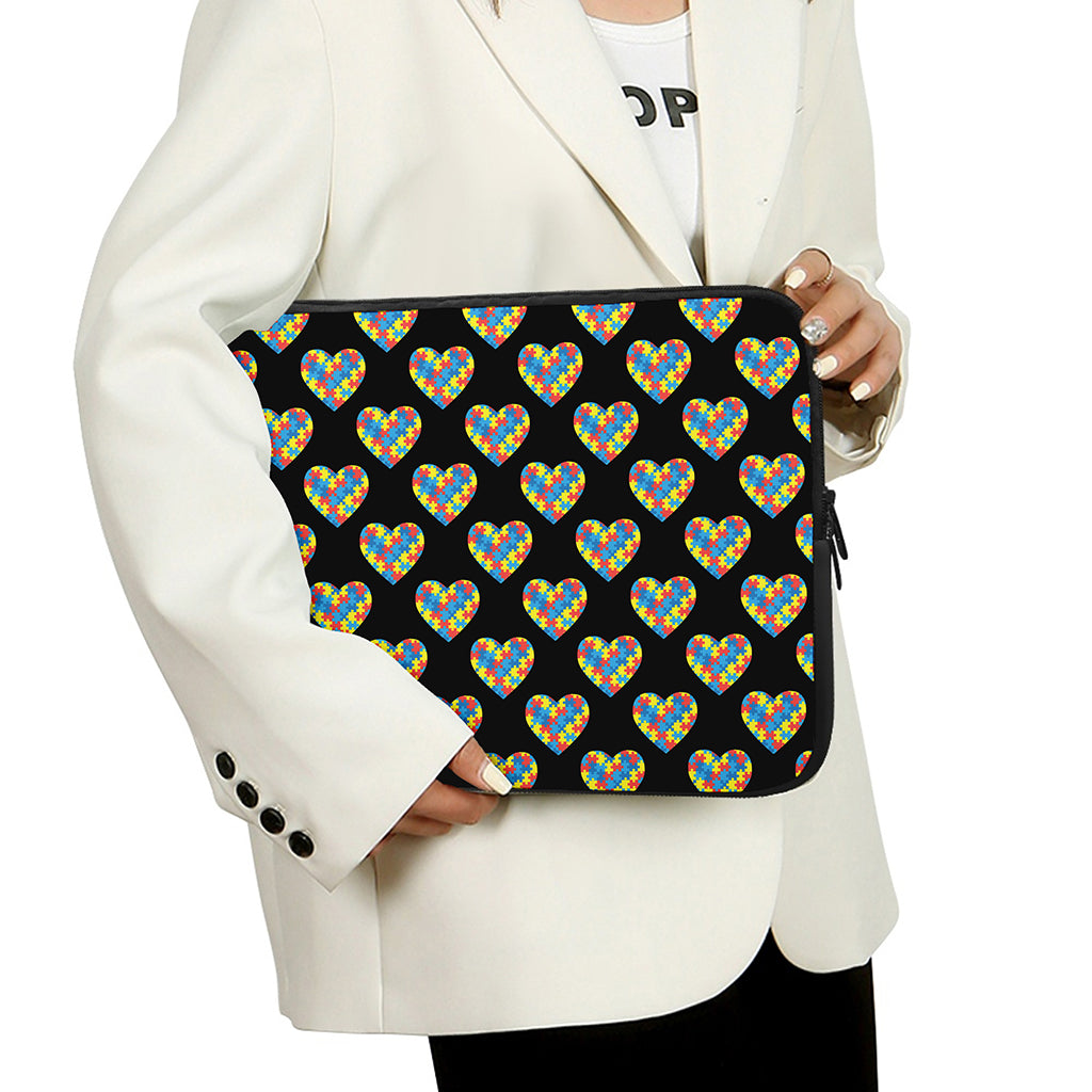 Autism Awareness Heart Pattern Print Laptop Sleeve