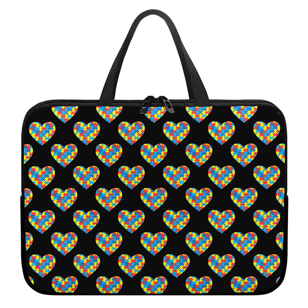 Autism Awareness Heart Pattern Print Laptop Sleeve With Handle