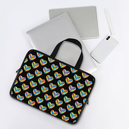 Autism Awareness Heart Pattern Print Laptop Sleeve With Handle