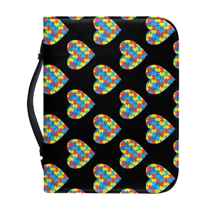 Autism Awareness Heart Pattern Print Leather Bible Cover