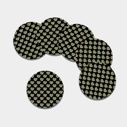 Autism Awareness Heart Pattern Print Leather Coaster Set
