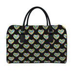 Autism Awareness Heart Pattern Print Leather Duffle Bag