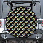 Autism Awareness Heart Pattern Print Leather Spare Tire Cover