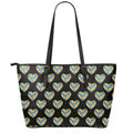 Autism Awareness Heart Pattern Print Leather Tote Bag With Zipper