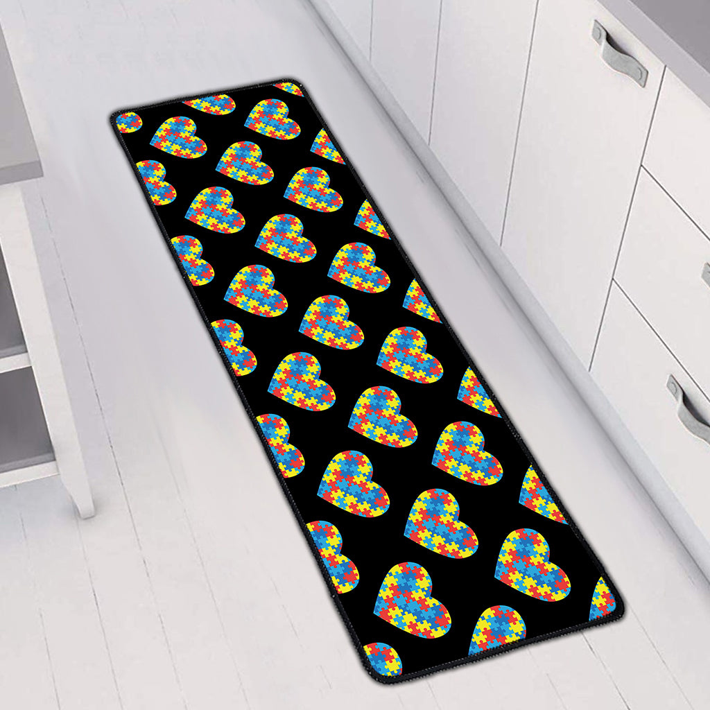 Autism Awareness Heart Pattern Print Long Kitchen Mat
