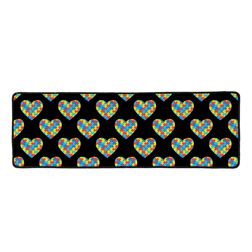 Autism Awareness Heart Pattern Print Long Kitchen Mat