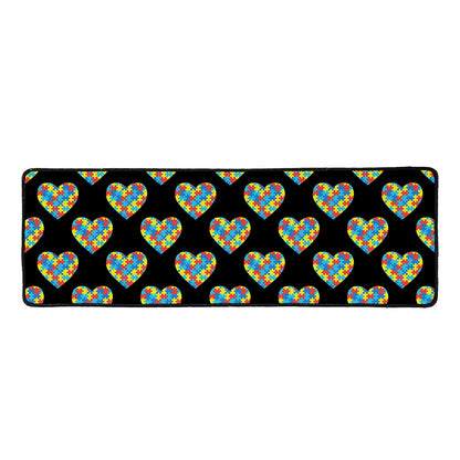 Autism Awareness Heart Pattern Print Long Kitchen Mat